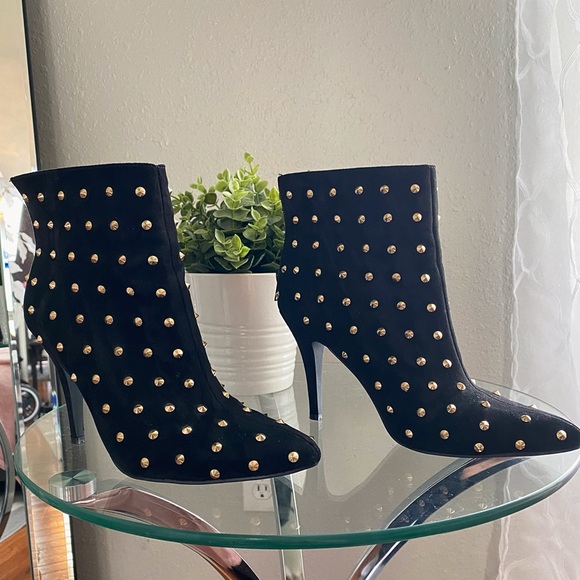 Forever 21 Shoes - Suede Ankle Boots w/ gold studs